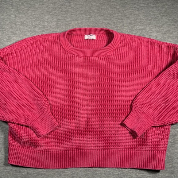 Old Navy Sweater Womens 2XL Pink Crewneck Chunky Knit Pullover 100% Cotton Cozy - Picture 1 of 10